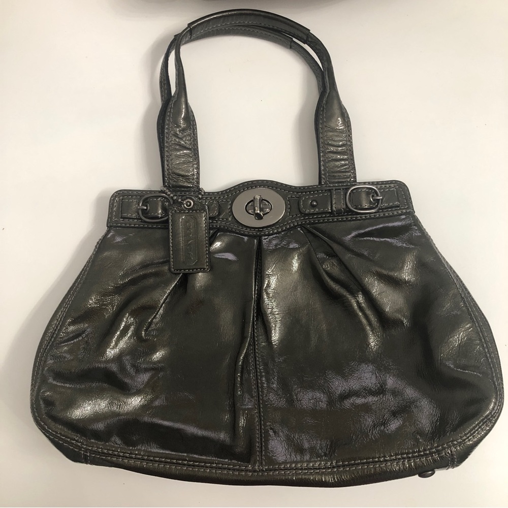 Coach Purse Olive Green Patent Leather Bag 13926